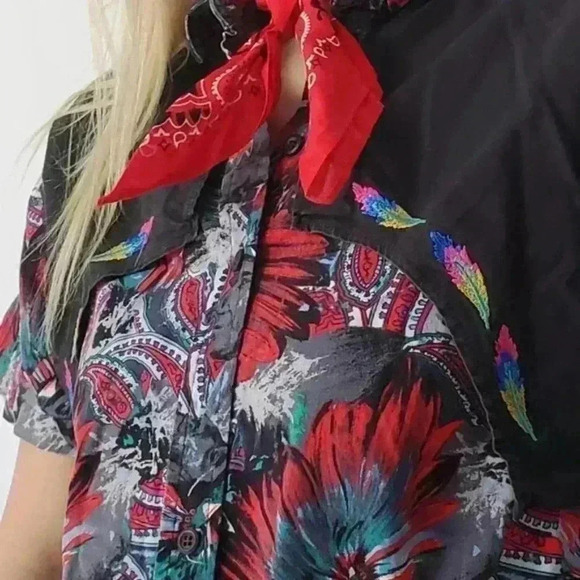 Vintage 90s Western Tribal Flyback Button Down Shirt - M - Picture 6 of 9